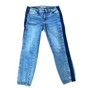 Cello Blue Side Stripe Straight Leg Crop Jeans Sz 7